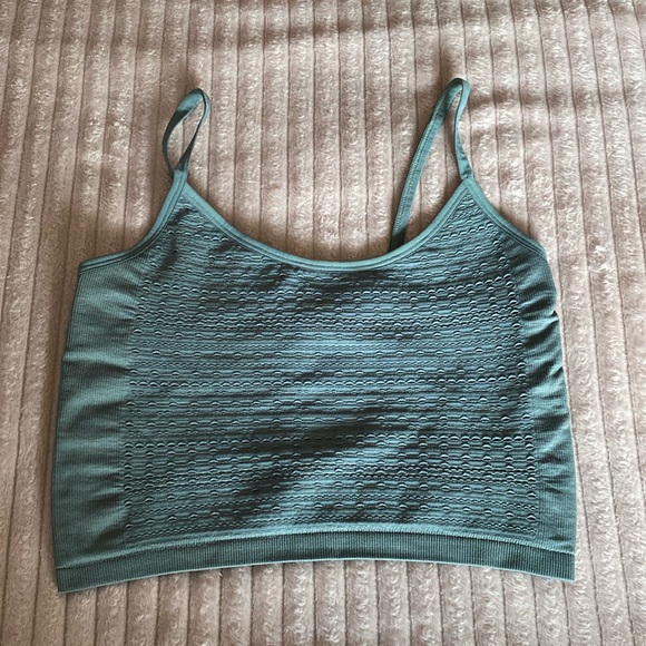 NWT Madewell Seamless Pointelle Crop Cami - Architect Green - Size L/XL - Picture 4 of 6